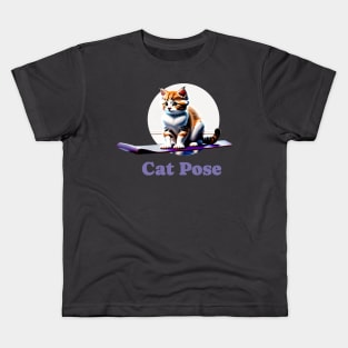 Cute kitten in the cat yoga pose Kids T-Shirt